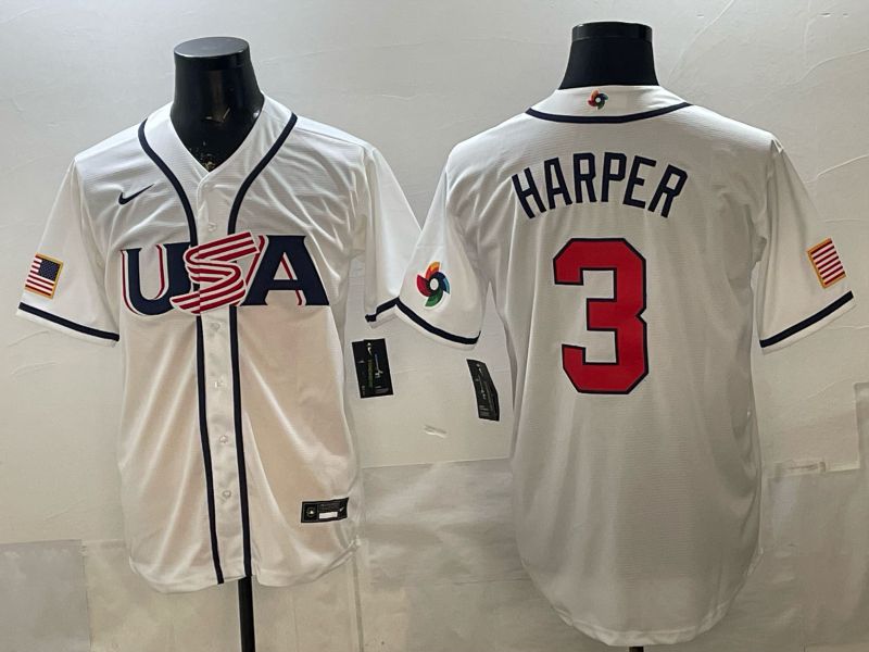 Men 2026 World Cub USA #3 Harper White Game Nike MLB Jersey style 009->->MLB Jersey